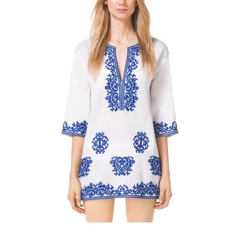 michael kors embroidered cotton tunic|Embroidered Cotton.